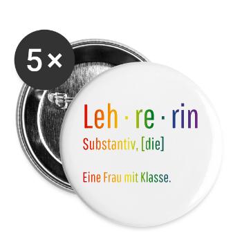Lehrerin Substantiv Definition Schule Geschenk - Buttons groß 56 mm (5er Pack) - Weiß - Vorne