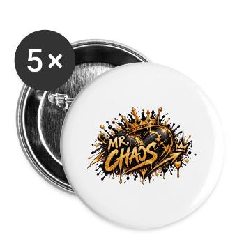 Mr Chaos Krone Graffiti Stil - Buttons groß 56 mm (5er Pack) - Weiß - Vorne