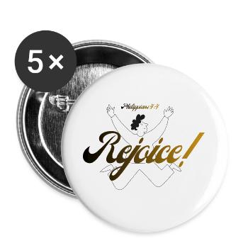 Freue dich immer im Herrn - Buttons groß 56 mm (5er Pack) - Weiß - Vorne