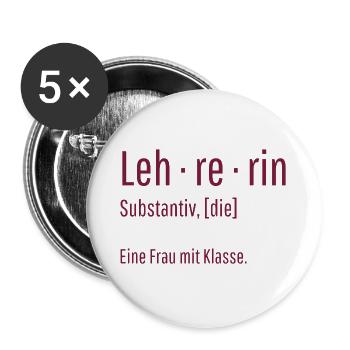 Lehrerin Substantiv Definition Schule Geschenk - Buttons groß 56 mm (5er Pack) - Weiß - Vorne