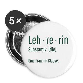 Lehrerin Substantiv Definition Schule Geschenk - Buttons groß 56 mm (5er Pack) - Weiß - Vorne