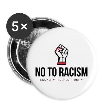 Nein zu Rassismus! *Gehetzte Faust* - Buttons groß 56 mm (5er Pack) - Weiß - Vorne