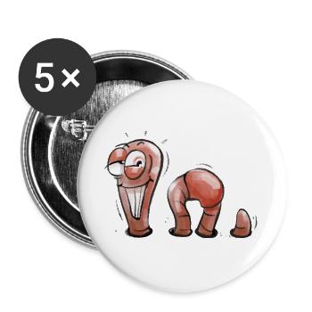 Wurmi - Buttons groß 56 mm (5er Pack) - Weiß - Vorne