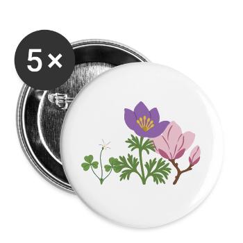 Blumen botanisch Pflanze Design - Buttons groß 56 mm (5er Pack) - Weiß - Vorne