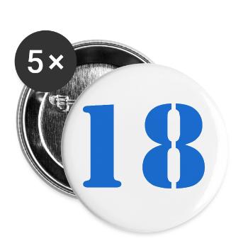 18. 18 JAHRE ALT. 18-JÄHRIGES JUBILÄUM. 18. GEBURTSTAG. - Buttons groß 56 mm (5er Pack) - Weiß - Vorne