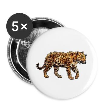 Poly Stil Leopard - Buttons groß 56 mm (5er Pack) - Weiß - Vorne