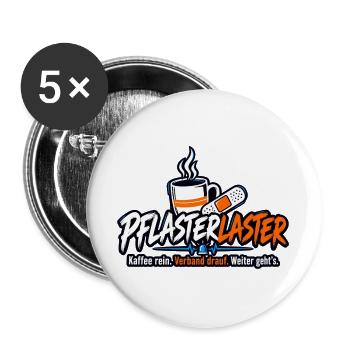 PflasterLaster Kaffee Motiv - Buttons groß 56 mm (5er Pack) - Weiß - Vorne