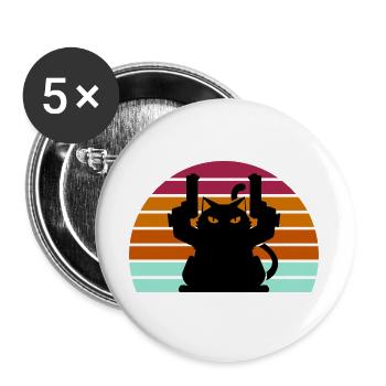 Cat Gun - Buttons groß 56 mm (5er Pack) - Weiß - Vorne