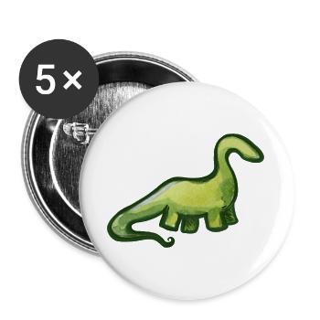 Salbeigrüner Aquarell-Dino - Buttons groß 56 mm (5er Pack) - Weiß - Vorne