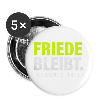 Friede bleibt – Johannes 14,27 - Buttons groß 56 mm (5er Pack) - Weiß - Vorne