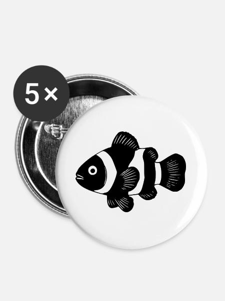 Clownfisch Anemonenfisch Geschenk Taucher - Buttons groß 56 mm (5er Pack) - Weiß