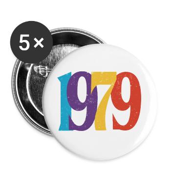 Geboren 1979 Geburtstagsgeschenk Geburtstag 79 - Buttons groß 56 mm (5er Pack) - Weiß - Vorne