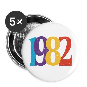 Geboren 1982 Geburtstagsgeschenk Geburtstag 82 - Buttons groß 56 mm (5er Pack) - Weiß - Vorne