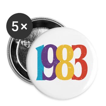 Geboren 1983 Geburtstagsgeschenk Geburtstag 83 - Buttons groß 56 mm (5er Pack) - Weiß - Vorne