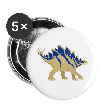 Blau gestreifter Stegosaurus im Vintage-Stil - Buttons groß 56 mm (5er Pack) - Weiß - Vorne