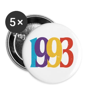 Geboren 1993 Geburtstagsgeschenk Geburtstag 93 - Buttons groß 56 mm (5er Pack) - Weiß - Vorne
