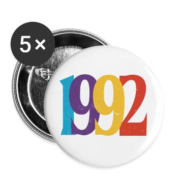 Geboren 1992 Geburtstagsgeschenk Geburtstag 92 - Buttons groß 56 mm (5er Pack) - Weiß - Vorne