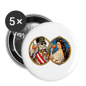 Kaiser Franz Joseph und Sisi – kaiserlich modern - Buttons groß 56 mm (5er Pack) - Weiß - Vorne