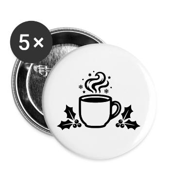 Winter Tasse Ilex Grafik - Buttons groß 56 mm (5er Pack) - Weiß - Vorne