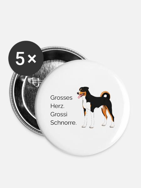 Grosses Herz Grossi Schnorre - Buttons groß 56 mm (5er Pack) - Weiß