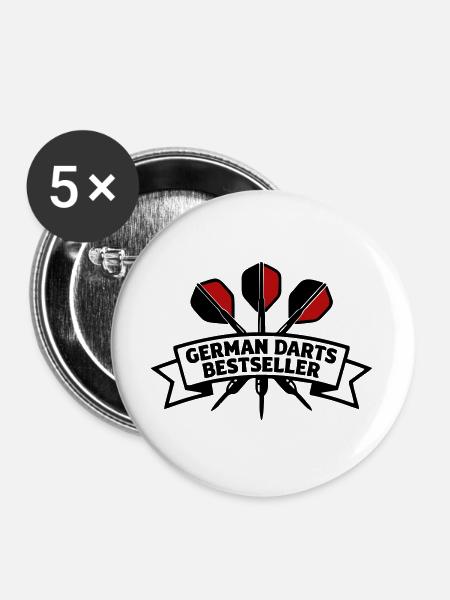 Dartpfeile Banner Wappen - Buttons groß 56 mm (5er Pack) - Weiß