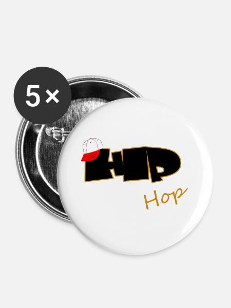 Hip Hop - Buttons groß 56 mm (5er Pack) - Weiß