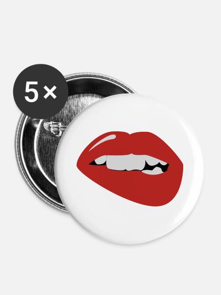 Lippe - Buttons groß 56 mm (5er Pack) - Weiß