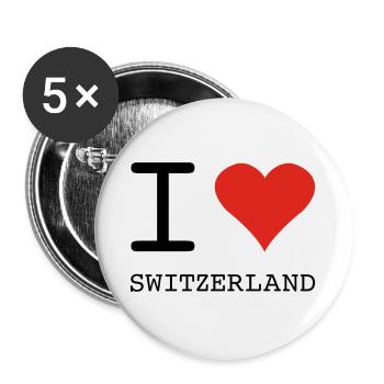 I LOVE SWITZERLAND - Buttons groß 56 mm (5er Pack) - Weiß - Vorne