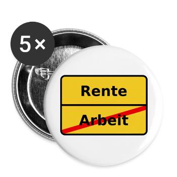 Arbeit Rente NEU - Buttons groß 56 mm (5er Pack) - Weiß - Vorne