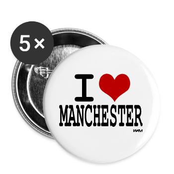 I love Manchester - couleurs personnalisables - Lot de 5 grands badges (56 mm) - blanc - Devant