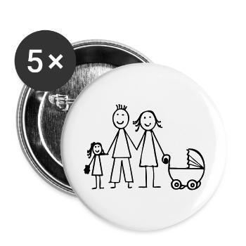 Familie - Buttons groß 56 mm (5er Pack) - Weiß - Vorne