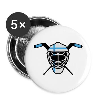 Hockey Goalie Mask Finland - Buttons large 2.2''/56 mm (5-pack) - white - Front