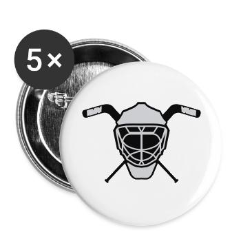 Hockey Maske 3 neutral zweifarbig - Buttons groß 56 mm (5er Pack) - Weiß - Vorne