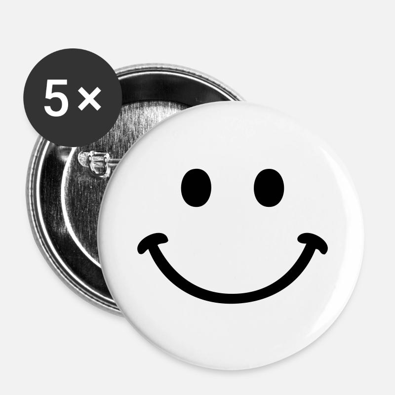 smile smiley - Buttons groß 56 mm (5er Pack) - Weiß