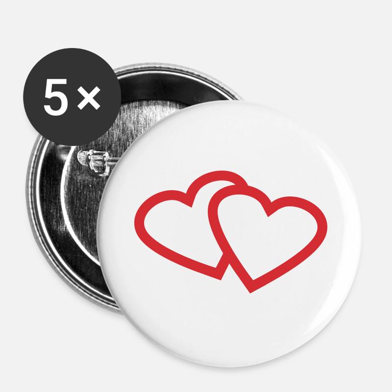 heart - Buttons large 2.2''/56 mm (5-pack) - white