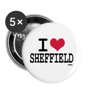 i love sheffield by wam - Buttons large 2.2''/56 mm (5-pack) - white - Front