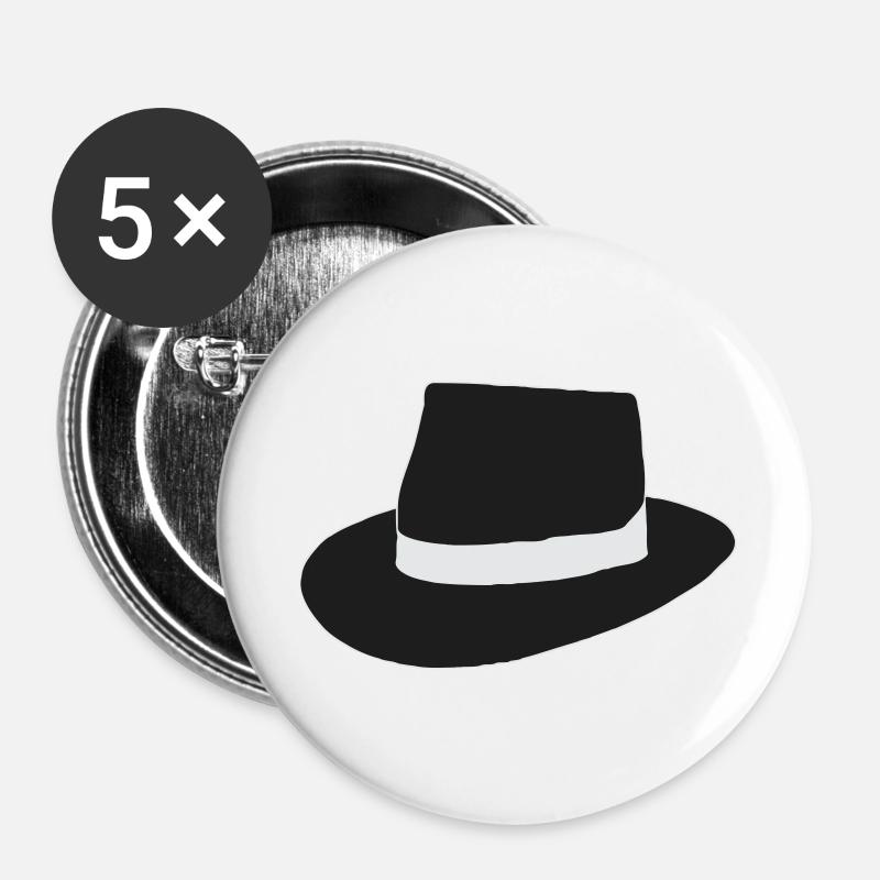 black hat - Buttons large 2.2''/56 mm (5-pack) - white