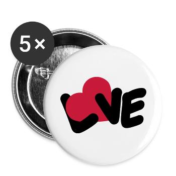 Love Text Valentinstag Logo Herz Liebe Statement - Buttons groß 56 mm (5er Pack) - Weiß - Vorne