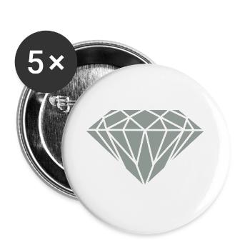 Geometrischer Diamant Linienkunst - Buttons groß 56 mm (5er Pack) - Weiß - Vorne