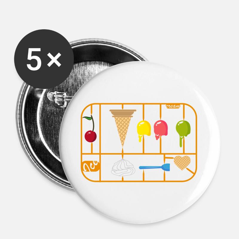 Ice Cream Cone kit - Buttons large 2.2''/56 mm (5-pack) - white
