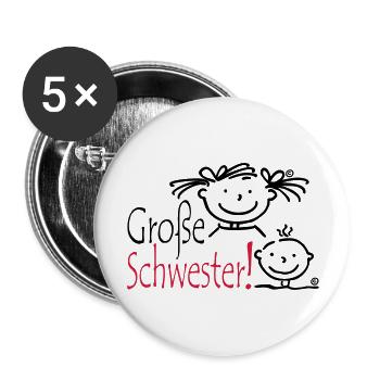 Grosse Schwester - Buttons groß 56 mm (5er Pack) - Weiß - Vorne