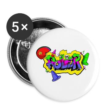 ROLLER - Lot de 5 grands badges (56 mm) - blanc - Devant