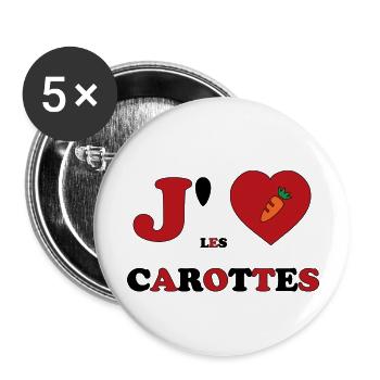 Ich liebe Karotten - Buttons groß 56 mm (5er Pack) - Weiß - Vorne