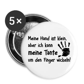 Tante um den Finger wickeln - Buttons groß 56 mm (5er Pack) - Weiß - Vorne