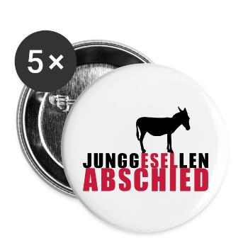 JunggESELlenabschied - Buttons groß 56 mm (5er Pack) - Weiß - Vorne