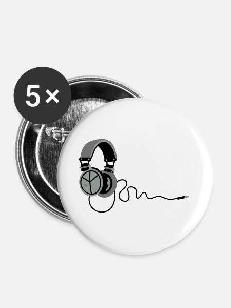Peace Kopfhörer - Buttons groß 56 mm (5er Pack) - Weiß