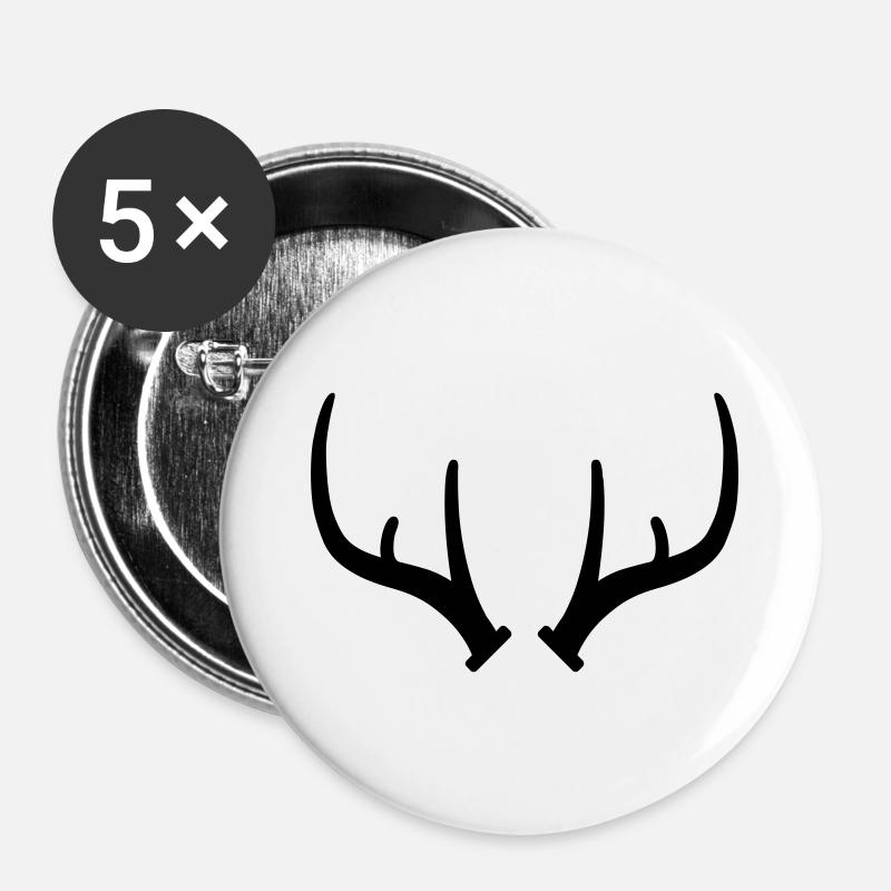 Geweih - - Buttons groß 56 mm (5er Pack) - Weiß
