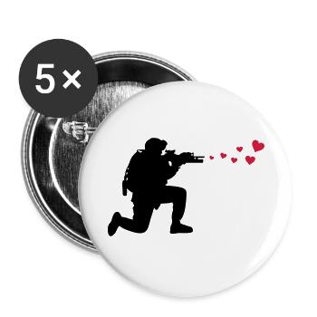 soldat herzen - Buttons groß 56 mm (5er Pack) - Weiß - Vorne