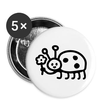 Ladybug - Flower - Line - Buttons large 2.2''/56 mm (5-pack) - white - Front