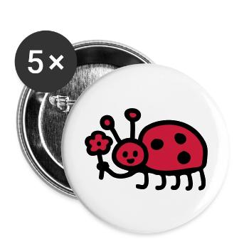 Coccinelle - Fleur - Lot de 5 grands badges (56 mm) - blanc - Devant